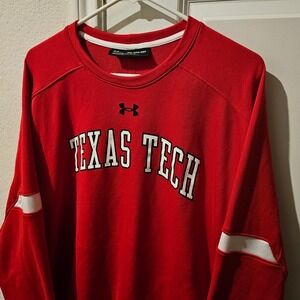 Under Armour Mens Texas Tech Red Raiders Crewneck Sweatshirt Red 2XL Loose Fit